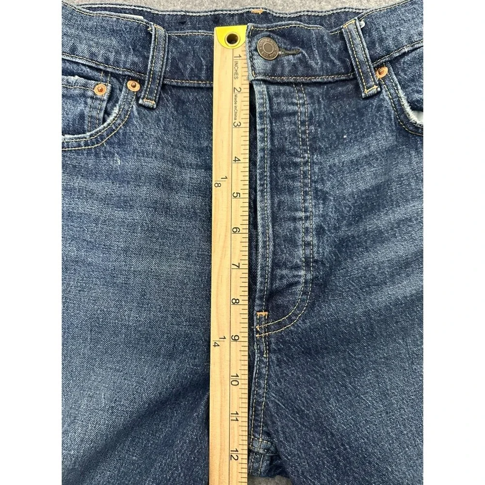 GAP Cheeky Straight High Rise Cropped Jeans 10R/31 Dark Wash Raw Hem Button Fly - Picture 5 of 13